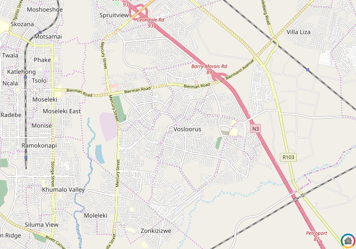 Map location of Vosloorus